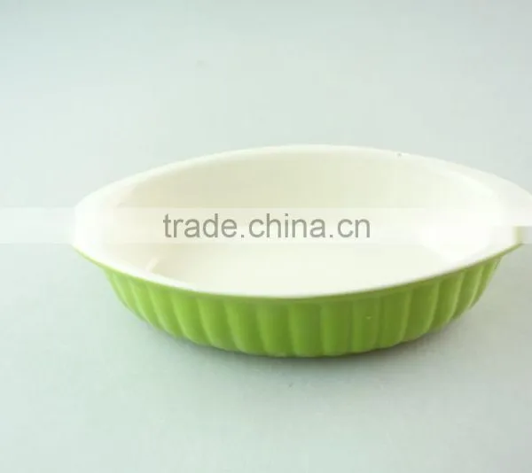 Colorful Ceramic Bake Plate With Two Ears, Durable Ceramic Bakeware in Stock photo-5