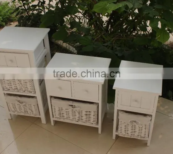 White Wooden Wicker Chest of Drawers ,Wooden Storage Chest photo-6