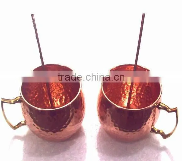 MANUFACTURER BPA FREE 100% PURE COPPER MUG WITH DRINKING STRAWS FOR GINGER VODKA & MOSCOW MULE