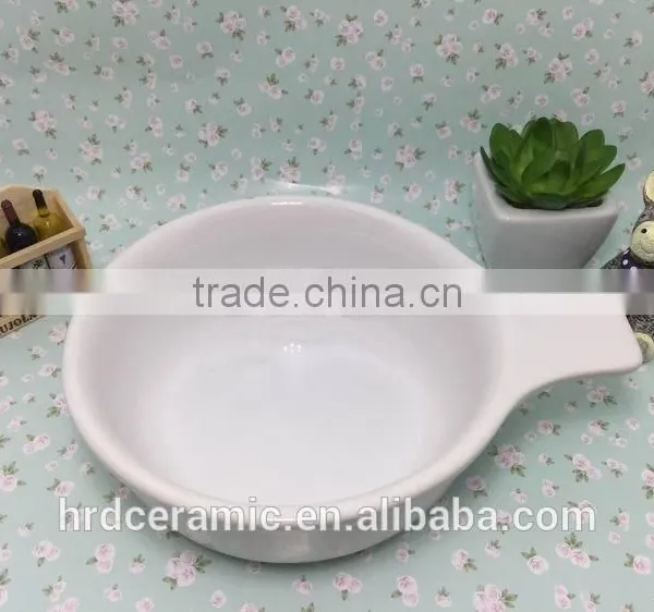 High Quality Stocked White Ceramic Sauce Boat With Handle photo-2
