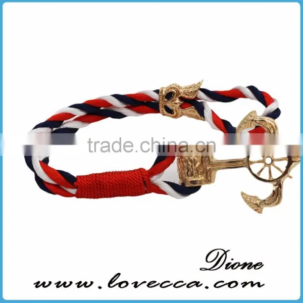 New Design Cheap Custom Jewelry Handmade Multi Color Nylon Nautical Rope Anchor Bracelet for Men photo-3