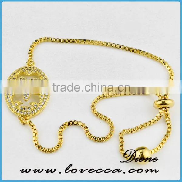 Gold Plated Brass Jewelry Diamond Rhinestone Micro Pave Thin Chain Gold Bracelet photo-6