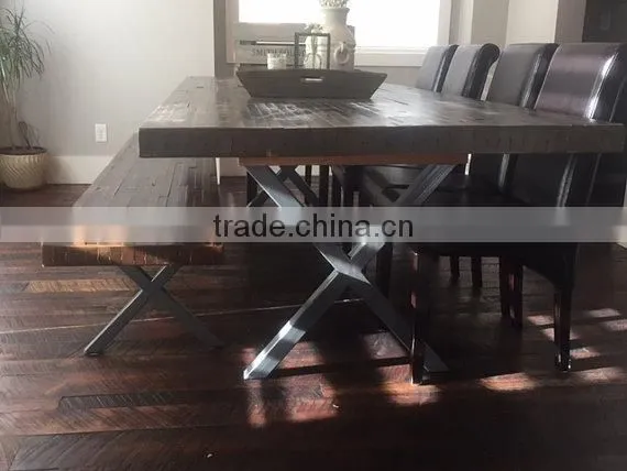Furniture Hardware Black Powder Coated X Shape Steel Table Leg photo-4