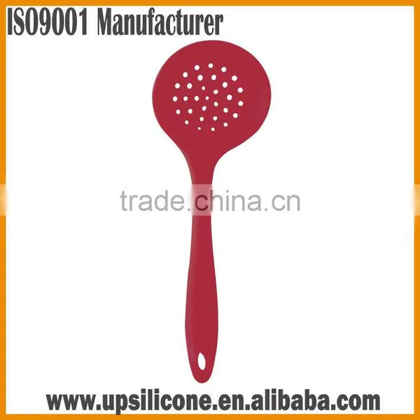 Food Grade Silicone Kitchen Cooking Skimmer With Stainless Steel Plastic Handle photo-5