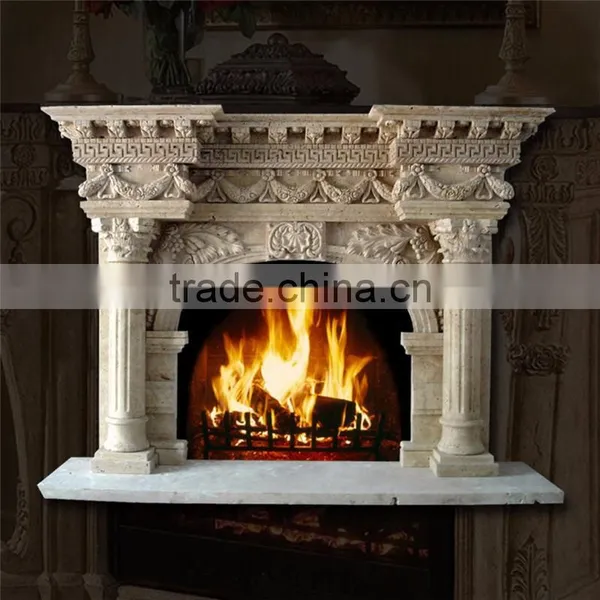 Luxury Home Decoration Roman Style Marble Fireplace With Roman Column photo-2