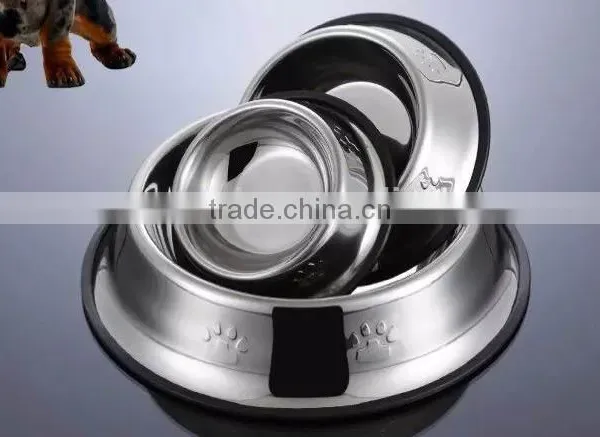 Skid Stop Rubber Base Stainless Steel Pet Bowls With Embossed Paws and Bones for Dogs Puppies Cats Feeder Bowl photo-2