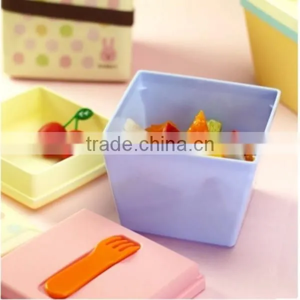 Lovely High Heat Resistance Double Layers Spoons Plastic Bento Lunch Box,CUSTOM Hot New Product for 2015 photo-3