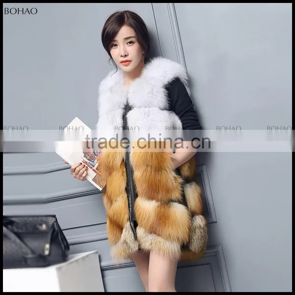 China Supplier Womens Luxury Long Fox Gilet Silver Fox Fur Vests photo-4
