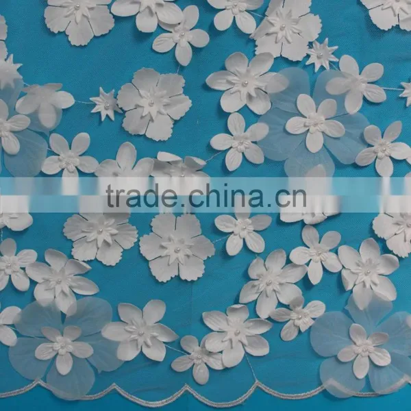China Manufacturer 3d Flower Lace Embroidered Fabric photo-3