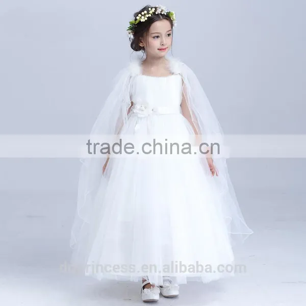 Gauze Baby Girl Wedding Dress Mesh Long Dress Puffy Wedding Dress White photo-4