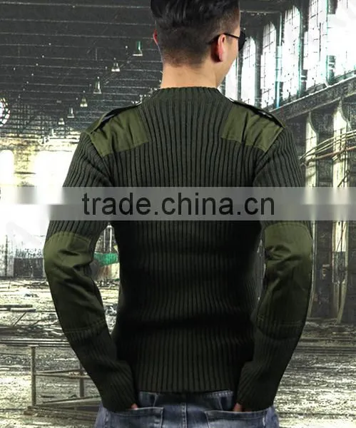 Pure Color Military Sweater Plus Size Mens Acrylic Sweater Designs photo-4