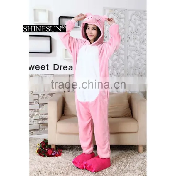 New Winter Unisex Men Women Adult Pajamas Cosplay Costume Cartoon Animal Pig Sleepwear photo-2