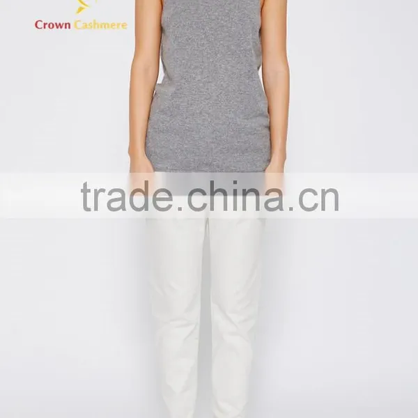 Sleeveless Tight Knitted Cashmere Sweater Wool for Woman photo-4