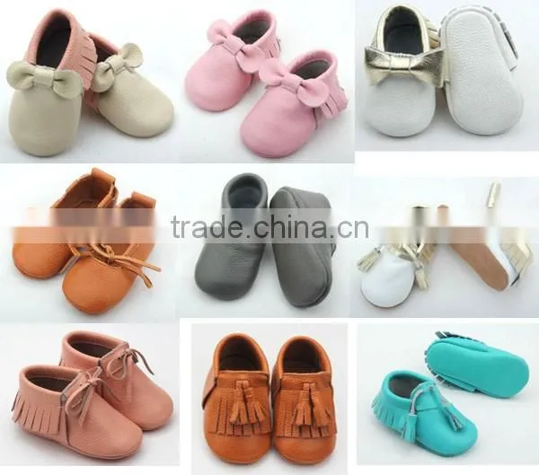 Top Selling Leather Baby Shoes Soft Sole Moccasin Designer Kids Shoes photo-6
