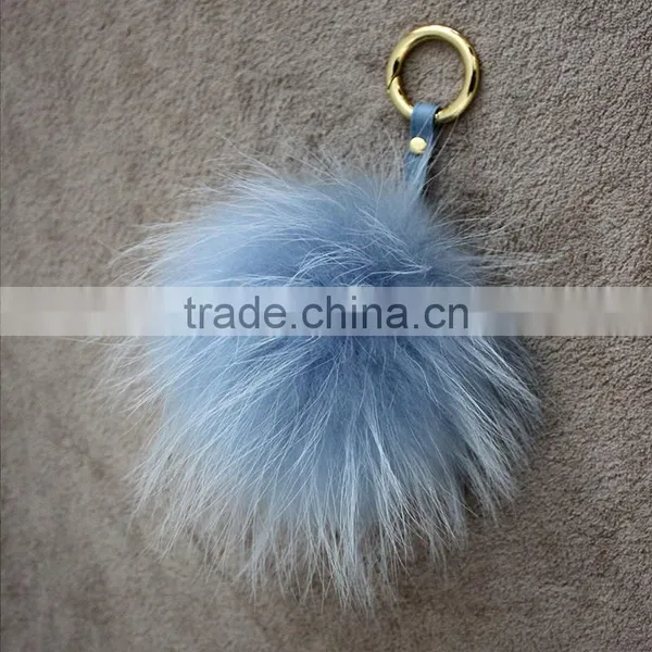 Myfur Hot Sell Raccoon Fur Pompom Keyring Fur Pom Pom Keychain photo-2