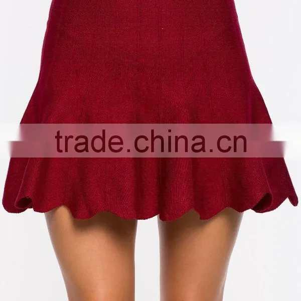 Wholesale High Waist Fitted Bodice Lates Skirt Design Pictures Flare Skirt for Women photo-3