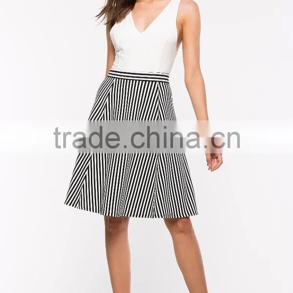 China Wholesale High Rise Directional Stripe Midi Skirt Women Fashion Skirt 2016 photo-2