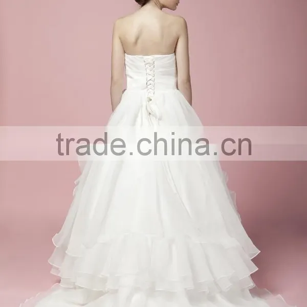Ball Gown Bridal Dress Bowl Gown Straight Neck Straplesss Front Opened Ruffle Wedding Dress AS27702 photo-4
