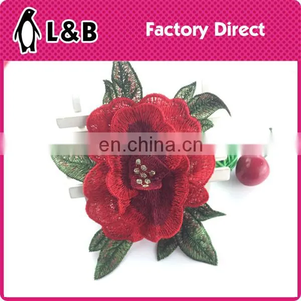 2017 Small Size 3D Tridimensional Red Rose Patch/ Applique XY-12