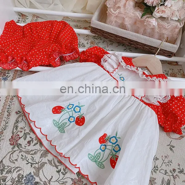 Arrivals Baby Strawberry Dress Shirt Bread Shorts Set Summer Short Sleeve Dress Clothes Toddler Girl Clothes photo-4