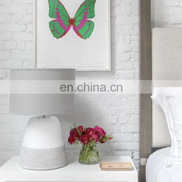 Good Quality Home Decor Wholesale Cheap Cement Two Tone Vintage White Table Bedside Lamp for Hotel Nightstand photo-3