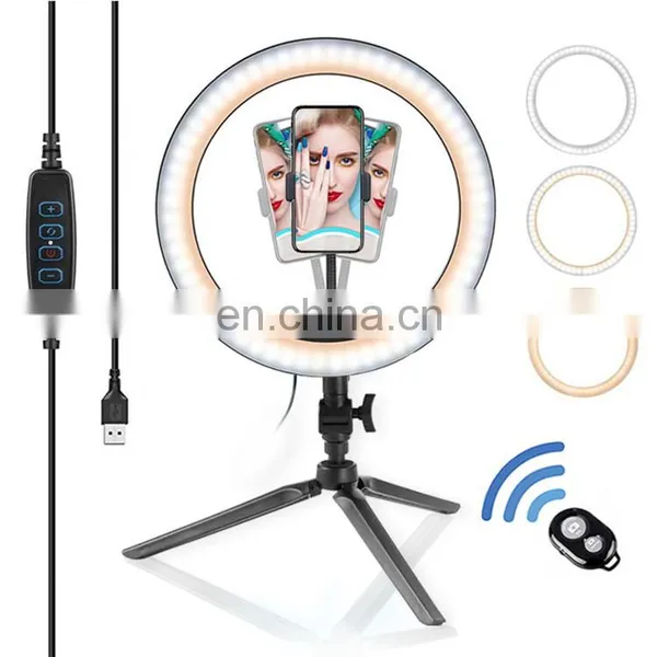 10 Inch 26 cm Dimmable LED Desktop Live Broadcast Makeup Photographic Selfie Led Ring Light photo-2