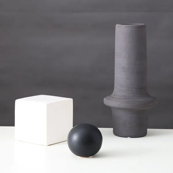 Hand Drawn Elegant Large Green Grey Floor Ceramic Vase,Suitable For Designers photo-2