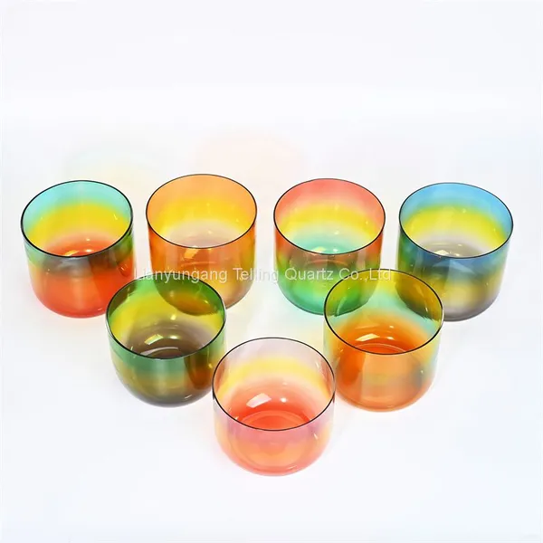 Rainbow Clear Crystal Quartz Crucible Transparent Singing Bowls Healing