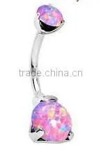 CZ Faux Opal 316L Surgical Steel Navel Belly Rings Body Piercing Jewelry