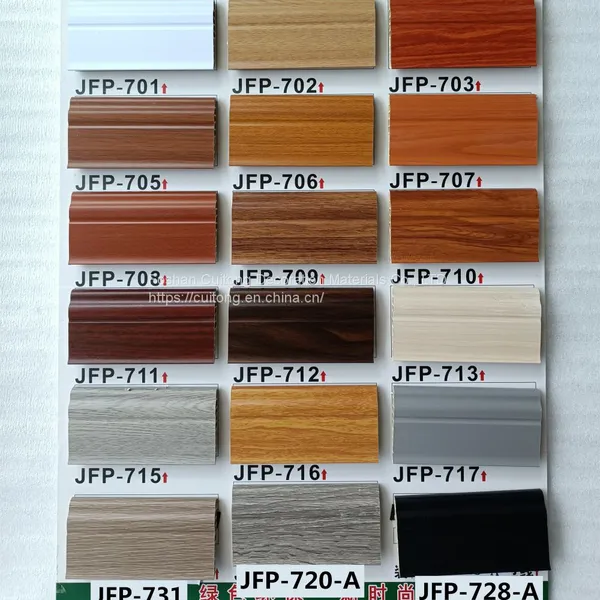 Foshan Wholesale Project Waterproof Corner Line Black Walnut PVC Baseboard 7 Points Straight Nail Wood Grain Gray Plastic Footing Line photo-5