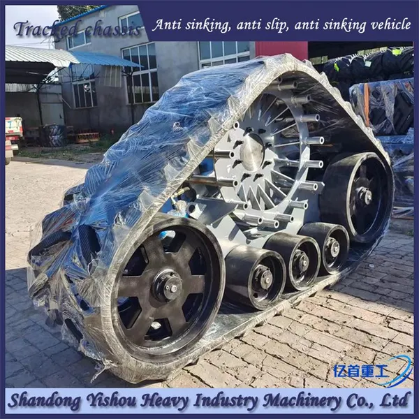 Installation of Large Rubber Track Half Chain Track Harvester photo-3