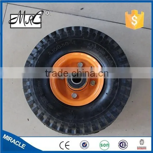 High Quality 10" 4.10/3.50-4 Nature Rubber Pneumatic Trolley Wheel With Metal Rim photo-5