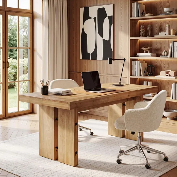 Rectangular Walnut Brown Conference Desk Table photo-2