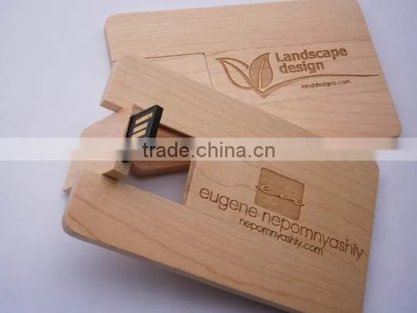 Brown Color Wooden Flash Usb With Card Shaped photo-2