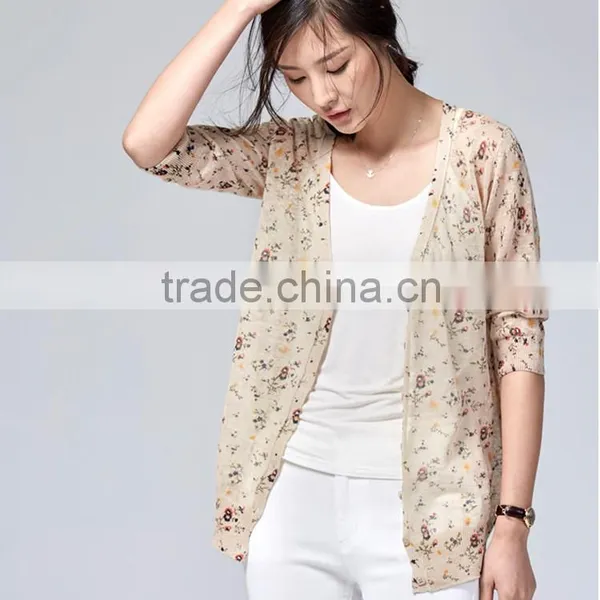 Woman Sweater Printed Cardigan