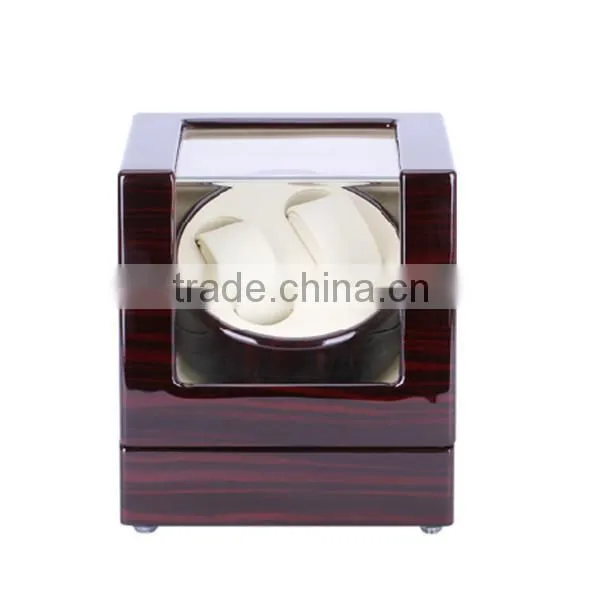 Custom Logo Printed 2 Slot Glossy Wooden Automatic Watch Winder photo-3