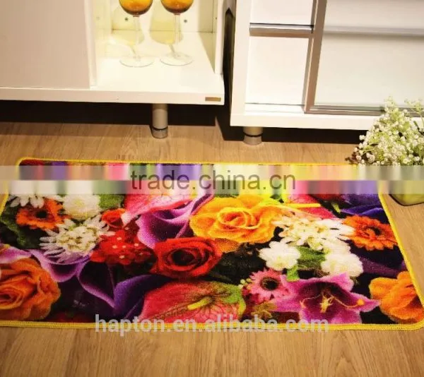 40*60cm Loop Pile Printing Carpet With Anti-slip Backing Latex/tpr Flowers Design Nylon Printing Mat