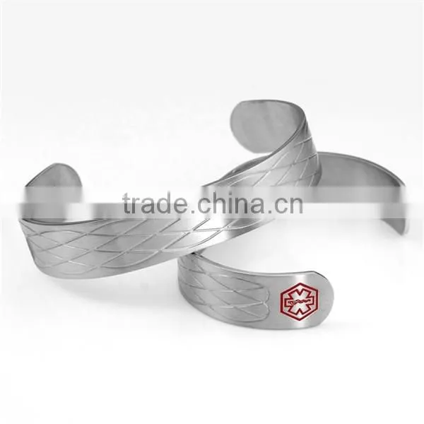 Wide Adjustable Men Women Stainless Steel Bangle Opened