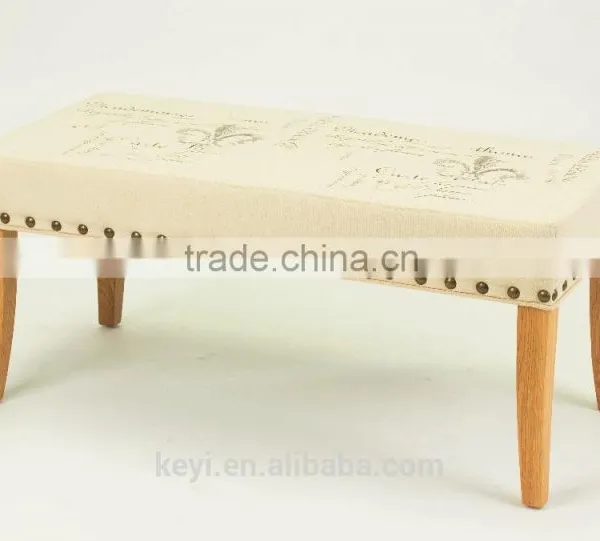 Solid Wood Style Home Furniture Fabric Foot Stool / Wooden Shoe Stool Bench (KY-3038) photo-3