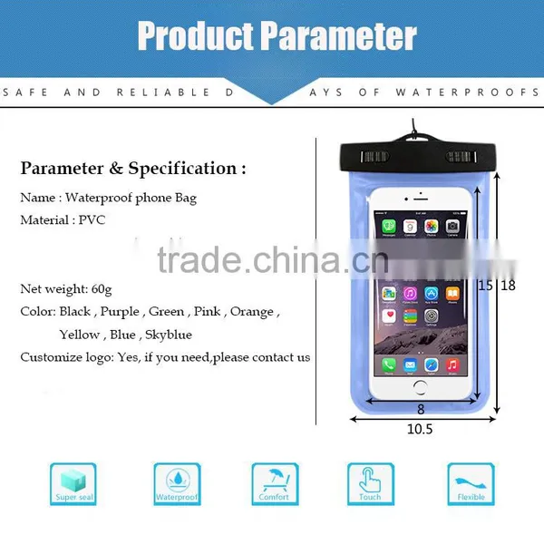 YZ New Clear Waterproof Pouch Dry Case Cover For 5.5 Inch Phone Camera Mobile Phone Waterproof Bags for IPHONE 4 4S 5 5S 6 6S photo-4