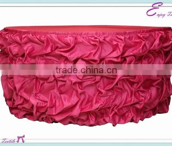 YHK#62 Ruffled Table Skirt - Polyester Banquet Wedding Wholesale Chair Cover Sash Table Cloth Skirt Linen