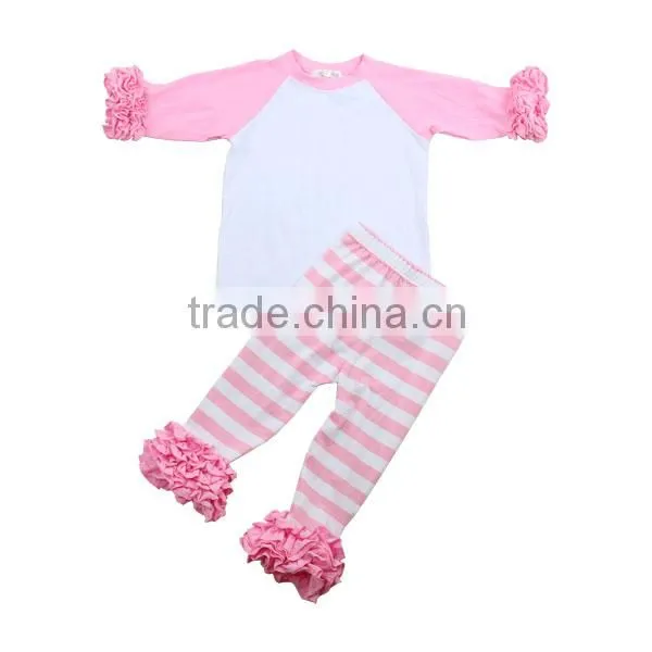 2016 Kids Clothing Set White Chest Black 3/4 Sleeve Children Raglan Icing Pants Girls Boutique Fall Children Clothing Sets Girls photo-5
