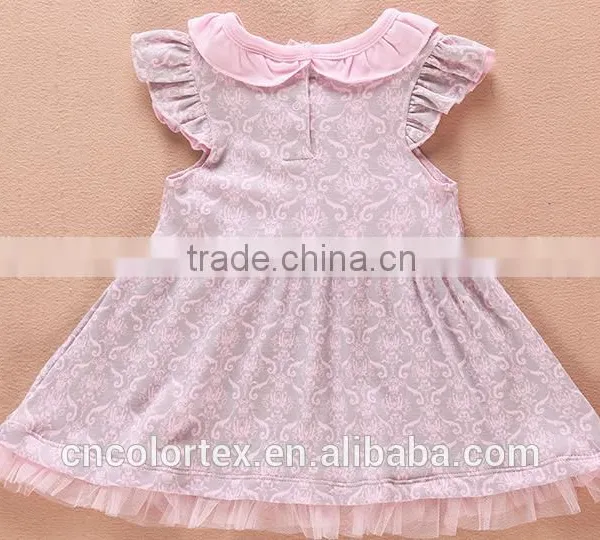 Baby Girls Classical Skirt Lotus Leaf Sleeve And Bowknot Dress photo-4