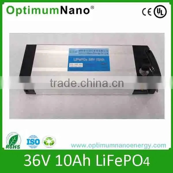 Battery Pack 36V 10AH LiFePO4 E-Bike Batteries With Good BMS, Charger and Cable