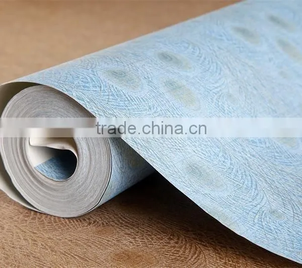2015 Animal Hair Texture Wallpaper Peacock Feather Wall Paper Waterproof photo-4