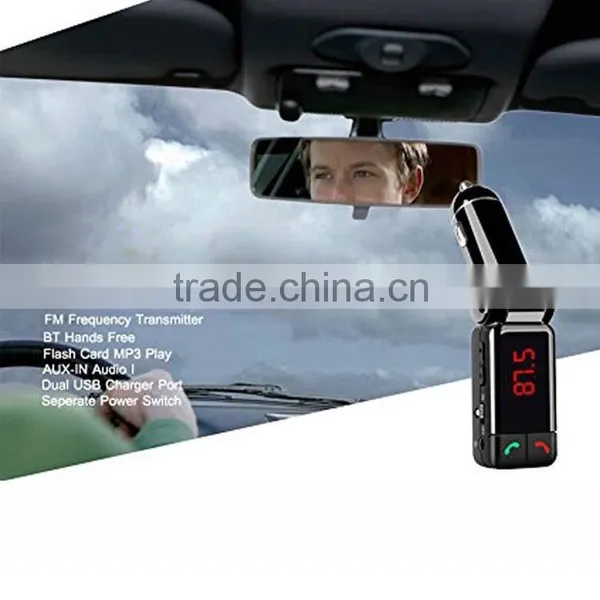 Factory Supply, Portable Dual 2 USB Charger LCD Bluetooth Car Kit MP3 AUX FM Transmitter Adjust photo-5