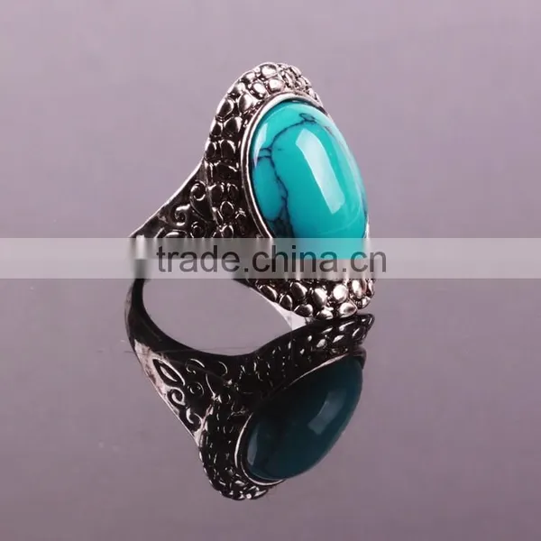 2015 Fashion Natural Turquoise Tibetan Silver Ring photo-5