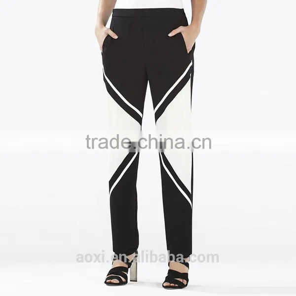 OEM Service Clothes Factroy Contrast Color Latest Trousers Design New Women Fashion Pants photo-2