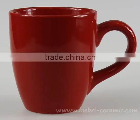 12oz Red Color Glazed Fine Bone China Porcelain Stoneware Ceramic Coffee Mug