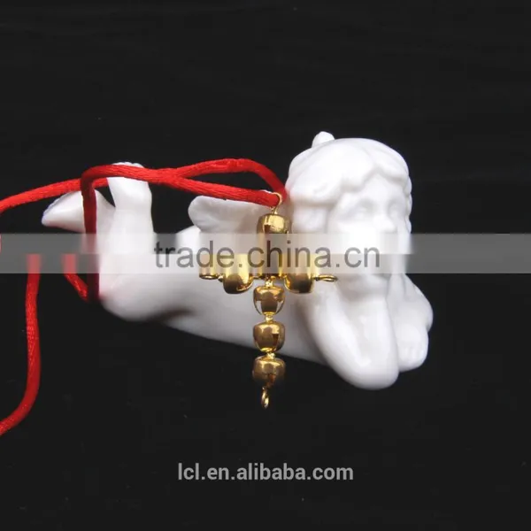 New Arrival Imitati Jewelry Cross Bling Handmade Necklace Cute Girl Religious NecklaceRed and Green Bell Necklace fo Cotton Rope photo-2